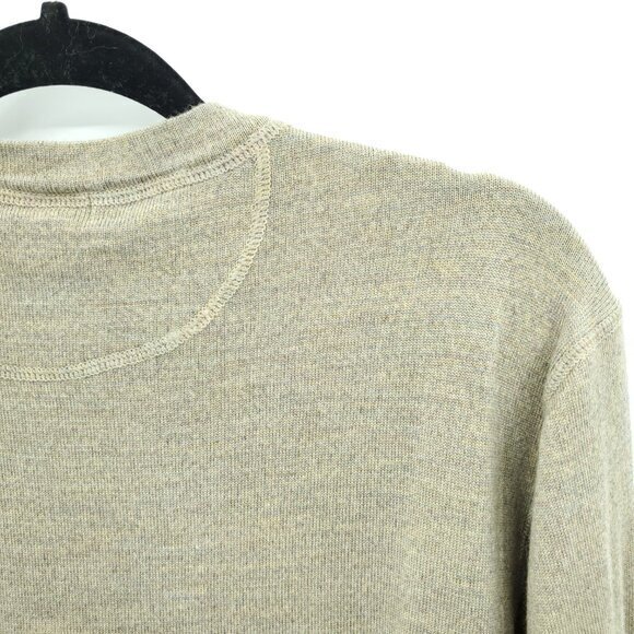 VTG 90s Banana Republic 100% Merino Wool V-Neck Sweater M Tan/Taupe - Picture 12 of 16